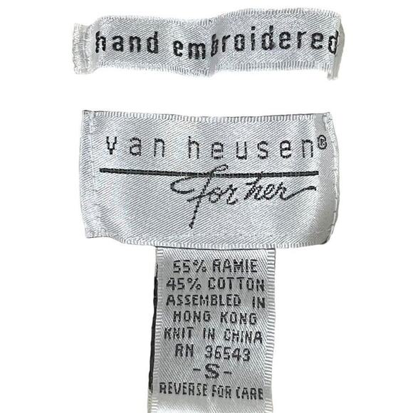 Van Heusen Womens Hand Embroidered Vintage Pointelle Chunky Knit Sweater sz S - Picture 16 of 16